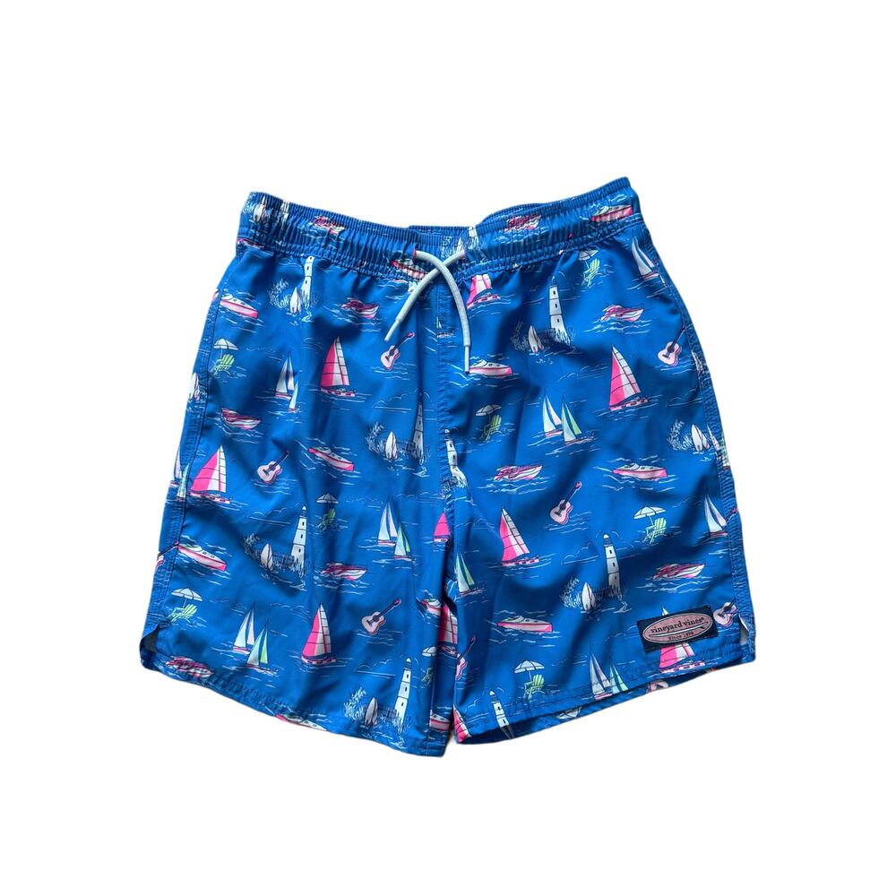Boys Vineyard Vines sailboat print Chappy swim suit trunks size M